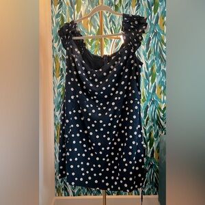 Abercrombie Off-The-Shoulder Corset Mini Dress - Navy Dot Size XL